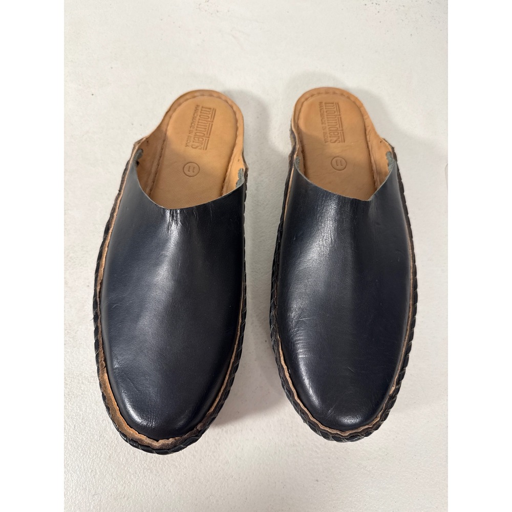 Mohinders Black Leather City Slipper Mules Handmade in India Womens 11